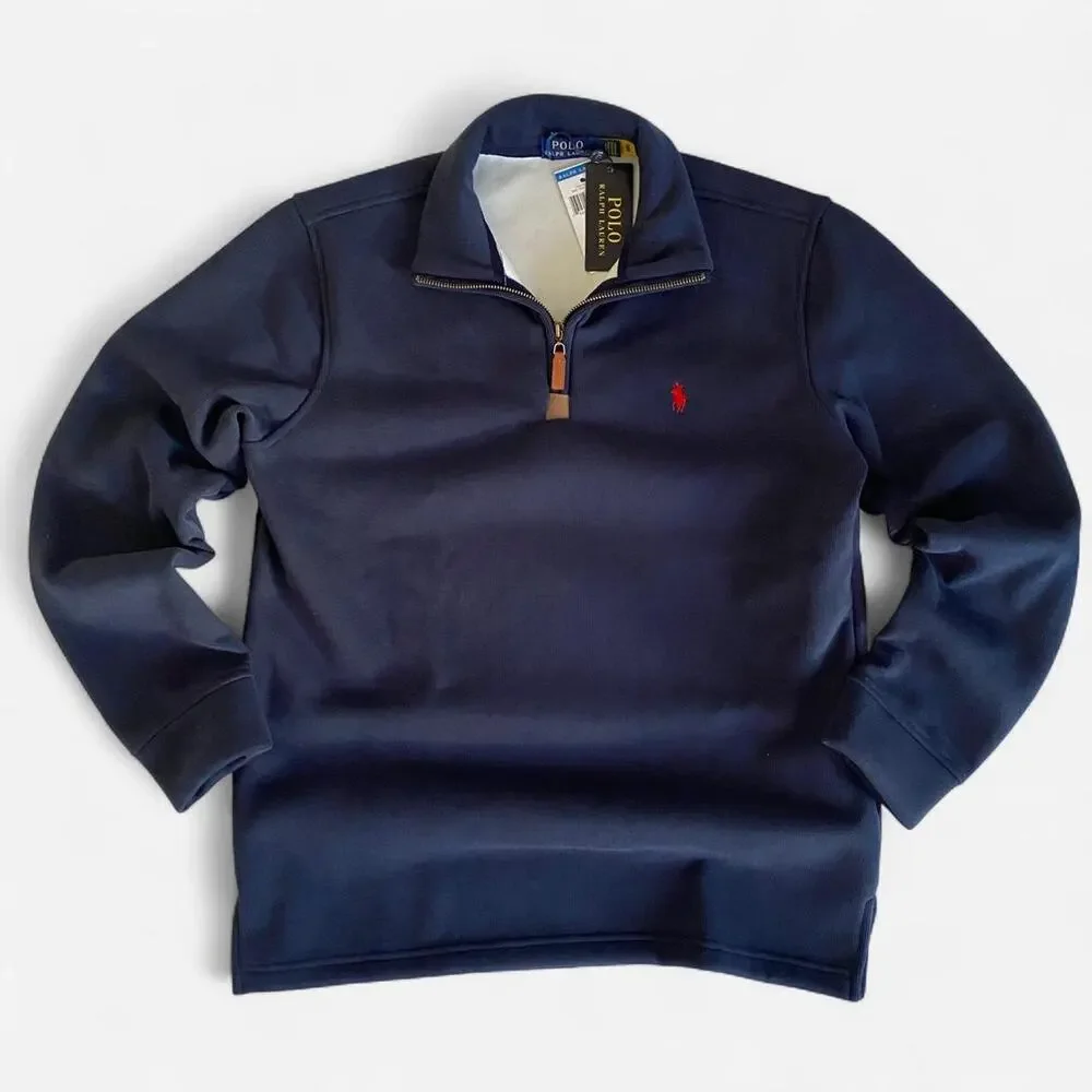 Polo Ralph Lauren Navy blue fleece lined quarter zip pullover sweatshirt